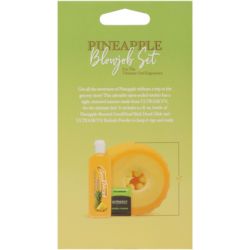 GoodHead Pineapple Blowjob Set - Pineapple Stroker with Pineapple Flavoured Lubricant 30 ml Bottle packaging and product display.