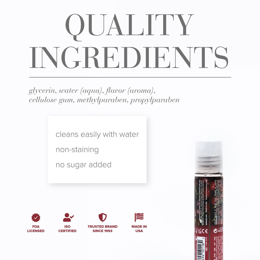Quality ingredients for JO H2O Cherry Burst Lube - 30 mL - Cherry Flavoured Water Based Lubricant - 30 ml Bottle.