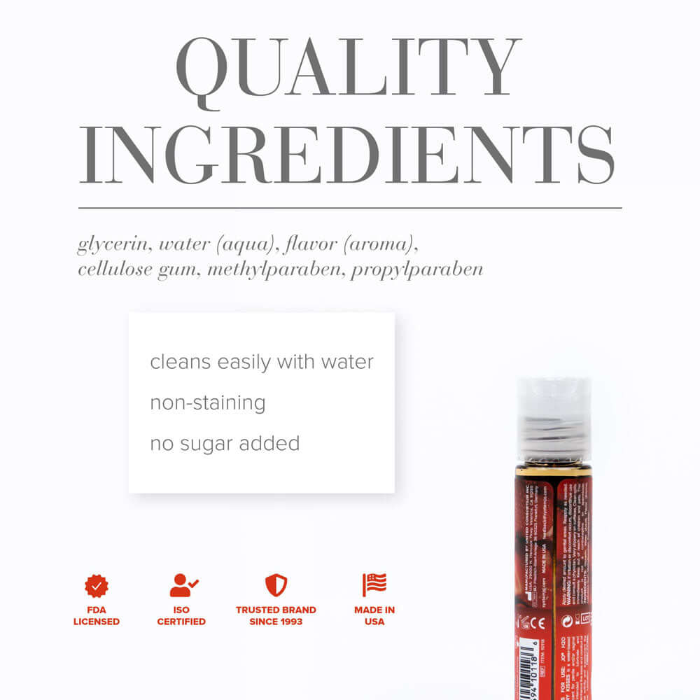 Quality ingredients for JO H2O strawberry flavored lubricant, featuring glycerin, water, and no sugar added.