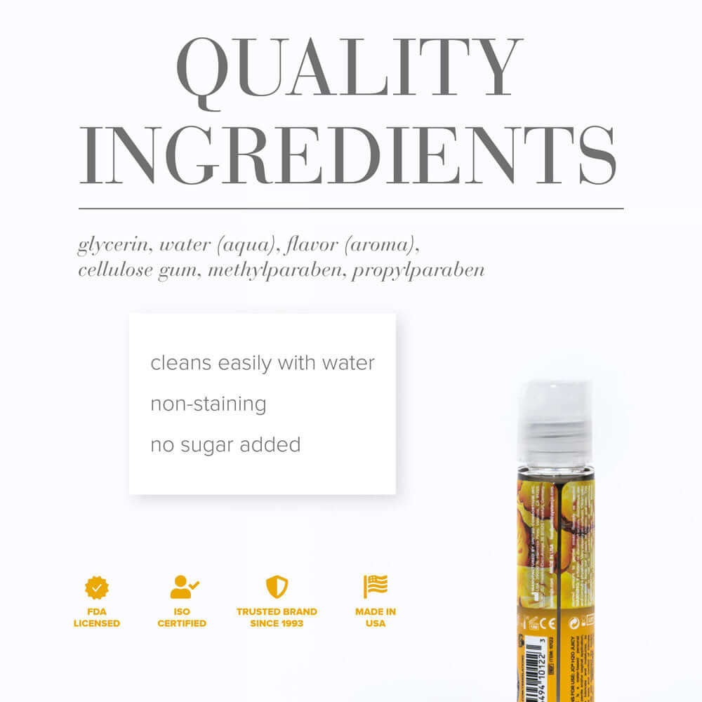 Quality ingredients for pineapple flavored lubricant, including glycerin, water, and no sugar added.