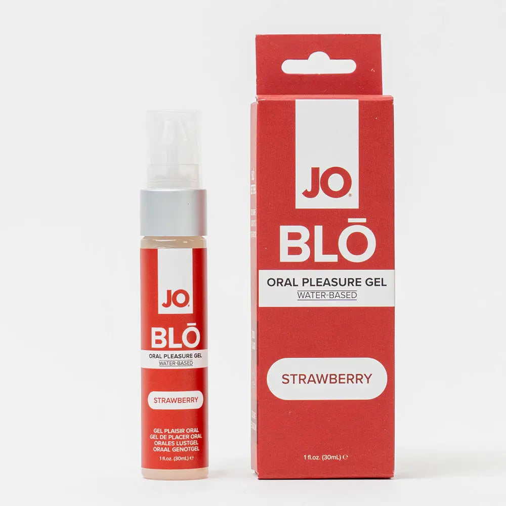 Affordable quality JO Blo Strawberry - Strawberry Flavoured Oral Pleasure Gel - 30 ml Bottle  from JO by Discreet Intimate Essentials with Discreet Delivery 
