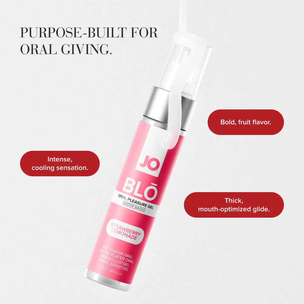 Affordable quality JO Blo Strawberry Lemonade - Strawberry Lemonade Flavoured Oral Pleasure Gel - 30 ml Bottle  from JO by Discreet Intimate Essentials with Discreet Delivery 