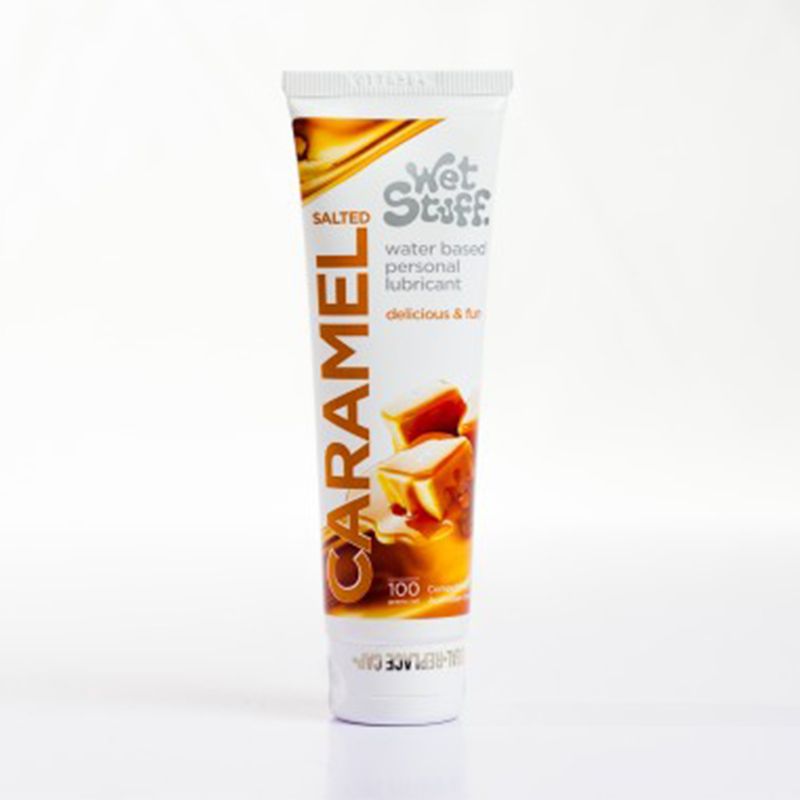 Wet Stuff Salted Caramel Tube 100g - edible water-based personal lubricant for intimate essentials.