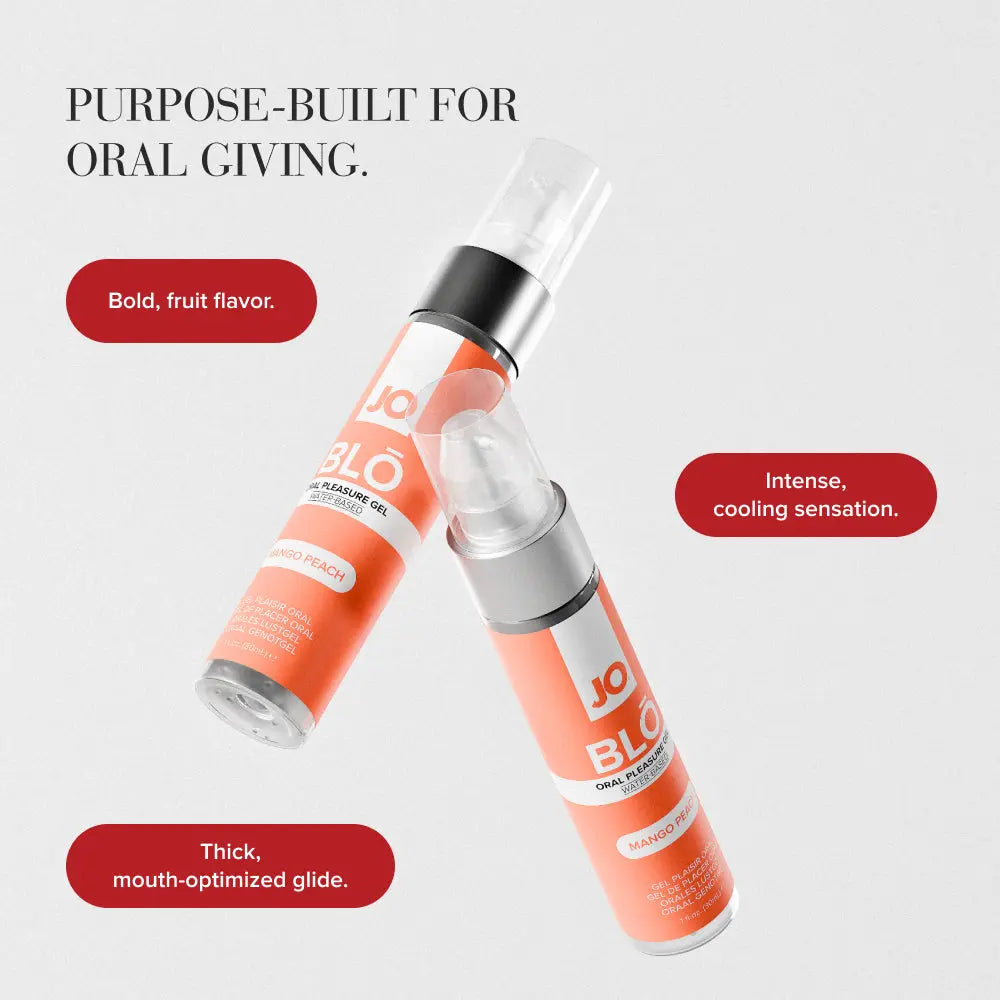 Affordable quality JO Blo Mango Peach - Mango Peach Flavoured Oral Pleasure Gel - 30 ml Bottle  from JO by Discreet Intimate Essentials with Discreet Delivery 