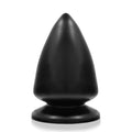 XXL butt plug in black with a 12 cm diameter base and 20 cm height for enhanced pleasure and comfort.