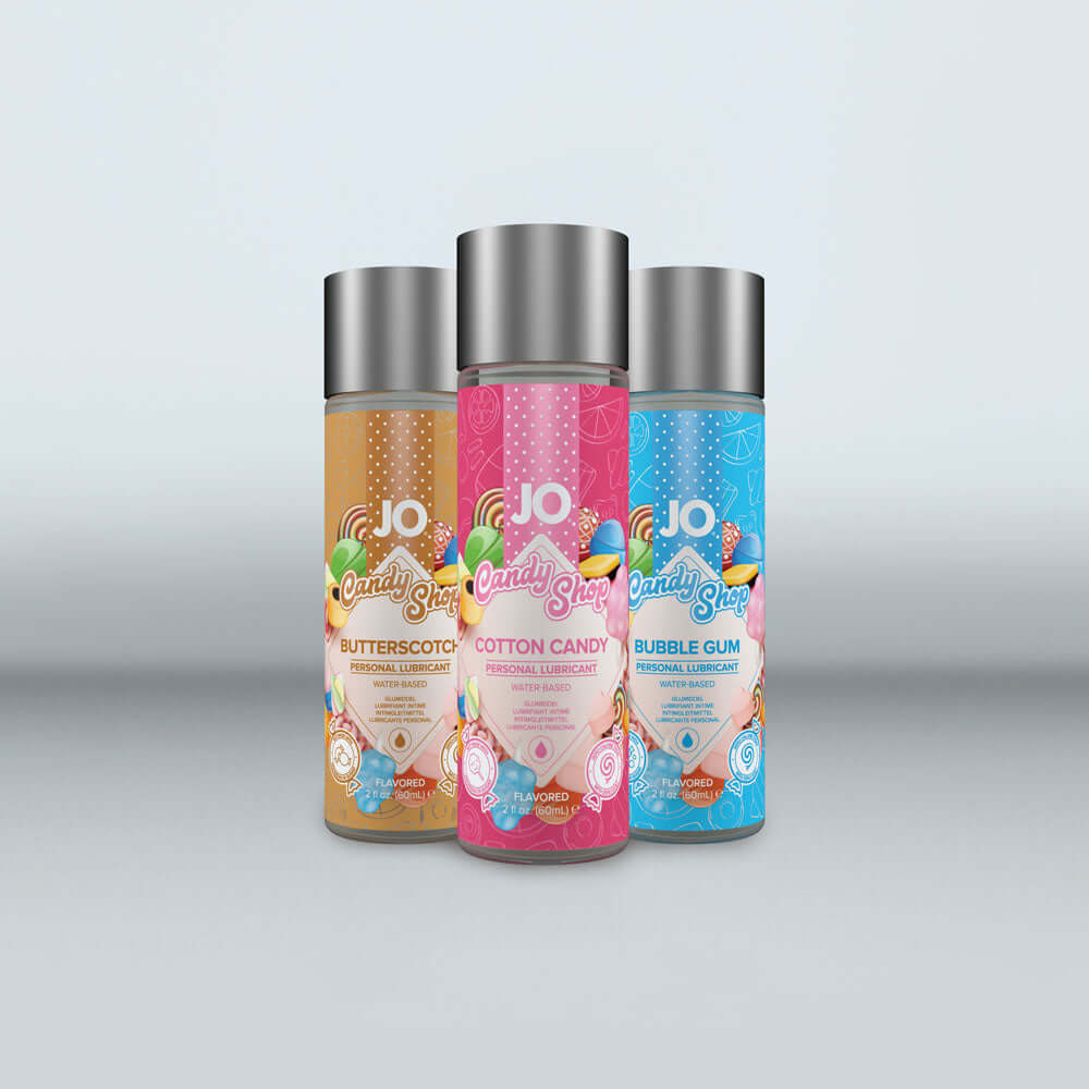 JO Candy Shop Butterscotch Lube - 60 mL - Butterscotch Flavoured Water Based Lubricant - 60 ml Bottle trio of lubes