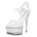 Clear Platform Sandal With Quick Release Strap 6in Heel by Lapdance Shoes, perfect for special occasions.