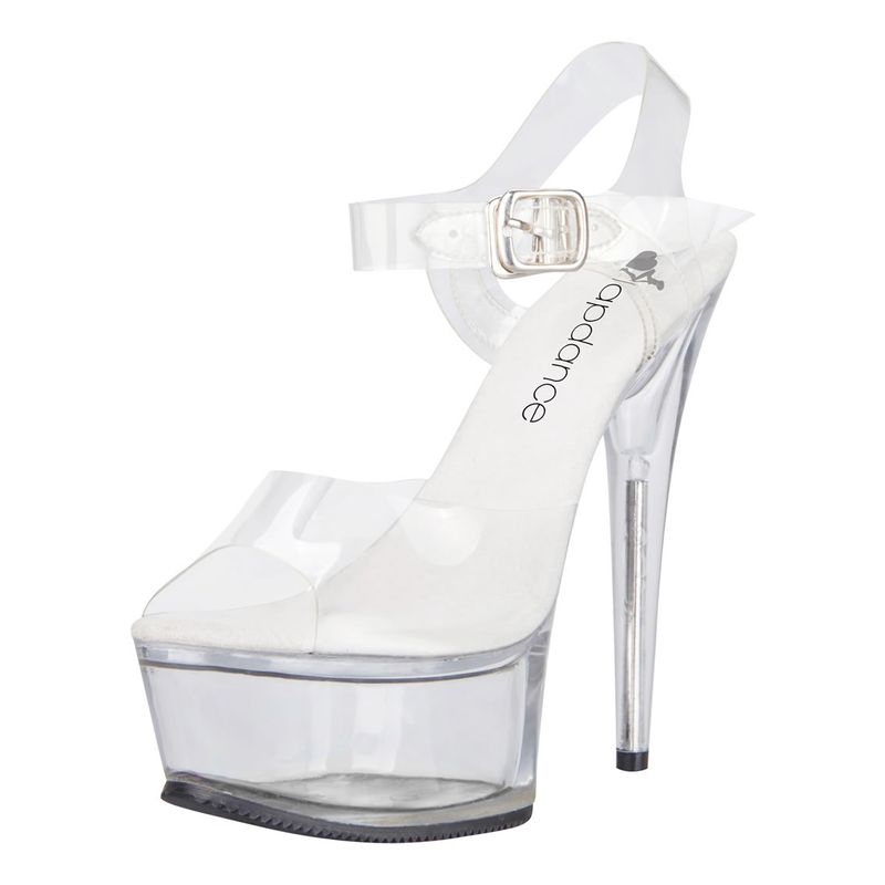 Clear Platform Sandal With Quick Release Strap 6in Heel by Lapdance Shoes, perfect for special occasions.