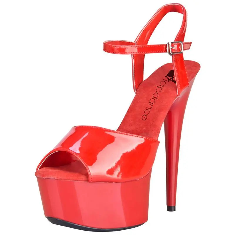 Red Platform Sandal With Quick Release Strap 6in Heel Lapdance Shoes Discreet Intimate Essentials.