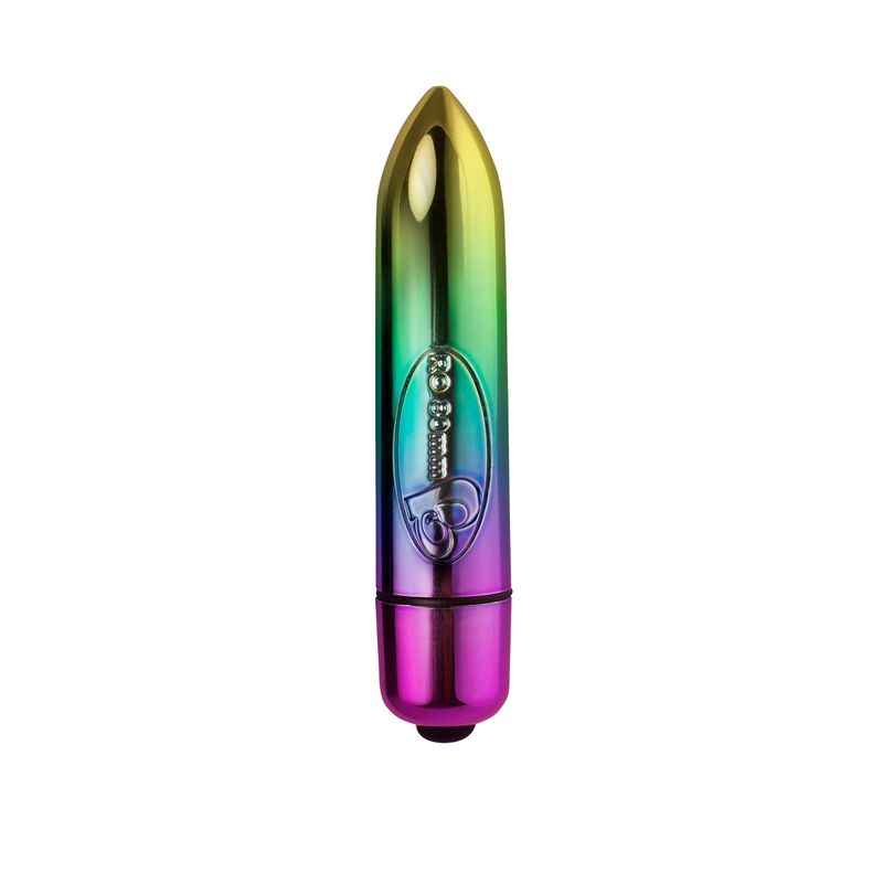 RO-80mm 7 Speed Rainbow Vibrating Bullet, a colorful and powerful pleasure toy for intimate essentials.