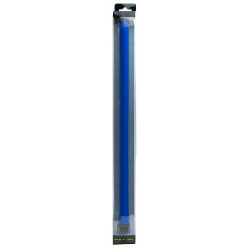 Flexible locker room hose in blue color displayed in packaging, perfect for easy clean-out sessions.