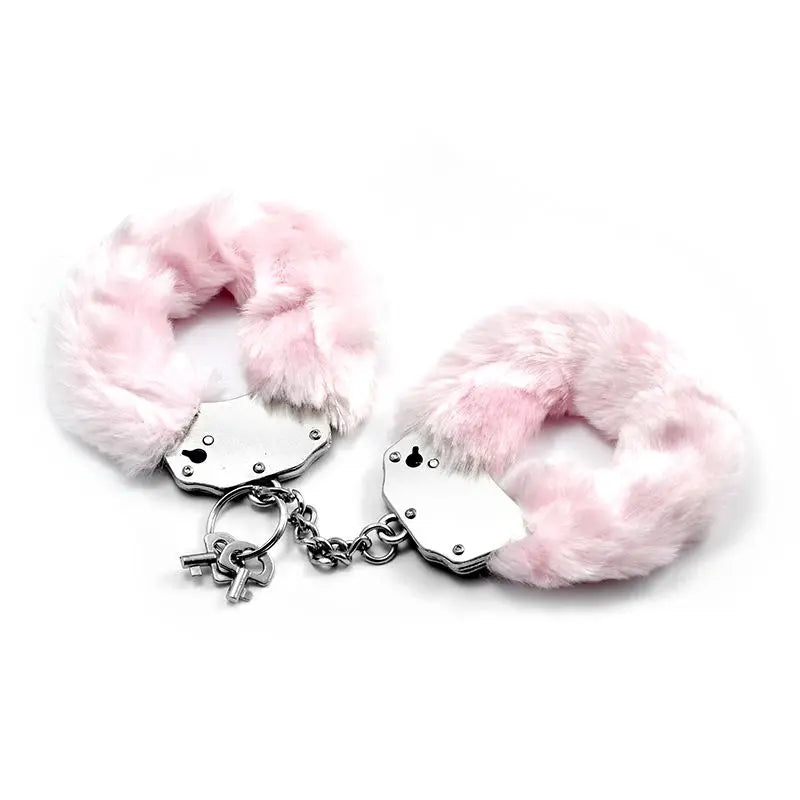 Fetish Pleasure Fluffy Hand Cuffs Pink Lovetoy Discreet Intimate Essentials.