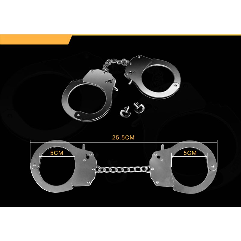 Fetish Pleasure Metal Hand Cuffs Silver, sturdy metal design, perfect for metal handcuffs for fetish play.