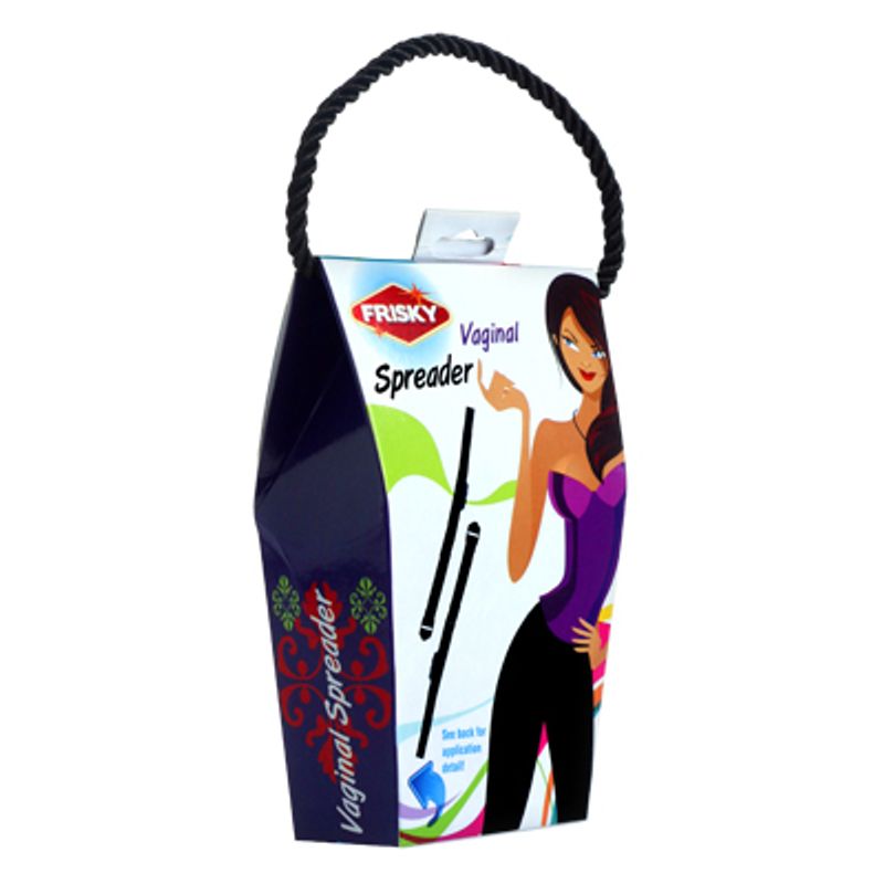 Vaginal Spreader Straps packaging by Frisky showcasing playful design for intimate essentials.