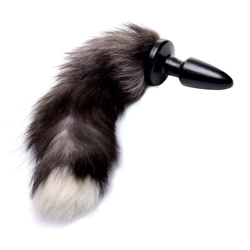 Fox Tail Anal Plug Grey with a furry tail for adventurous intimate experiences.