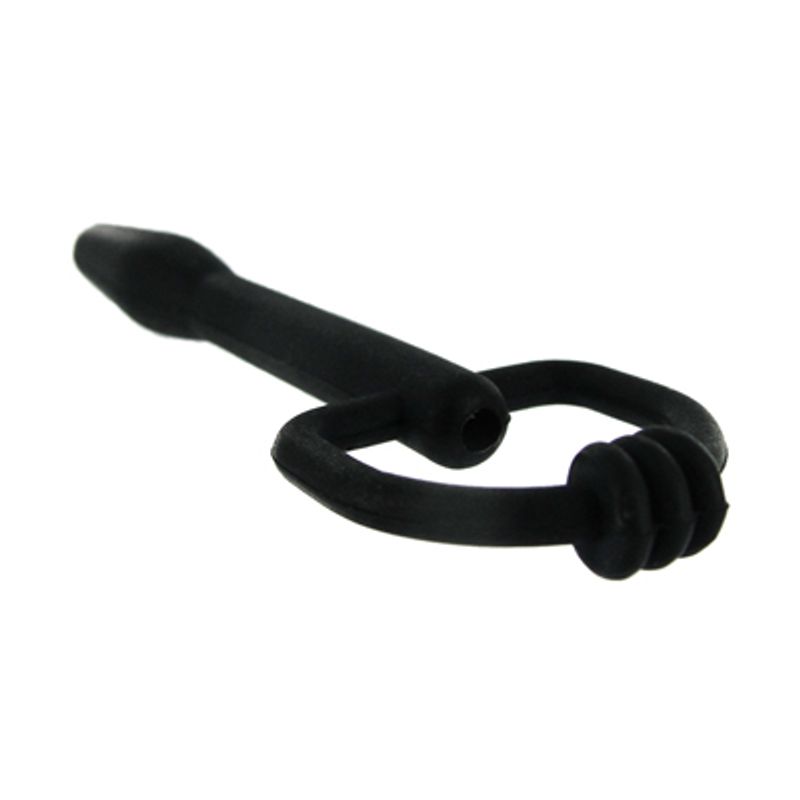 The Hallows Cum-Thru D-Ring Penis Plug for urethral play, lightweight silicone design with D-ring retrieval.