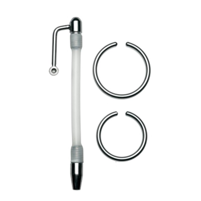Inertia flexible cum-thru plug with hollow silicone shaft and stainless steel interchangeable head rings.