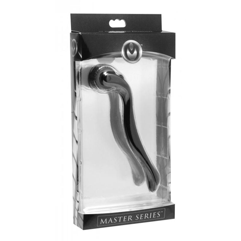 Prick 10 Row Spiked Pinwheel in a sleek packaging, highlighting its ergonomic design and sensual appeal.