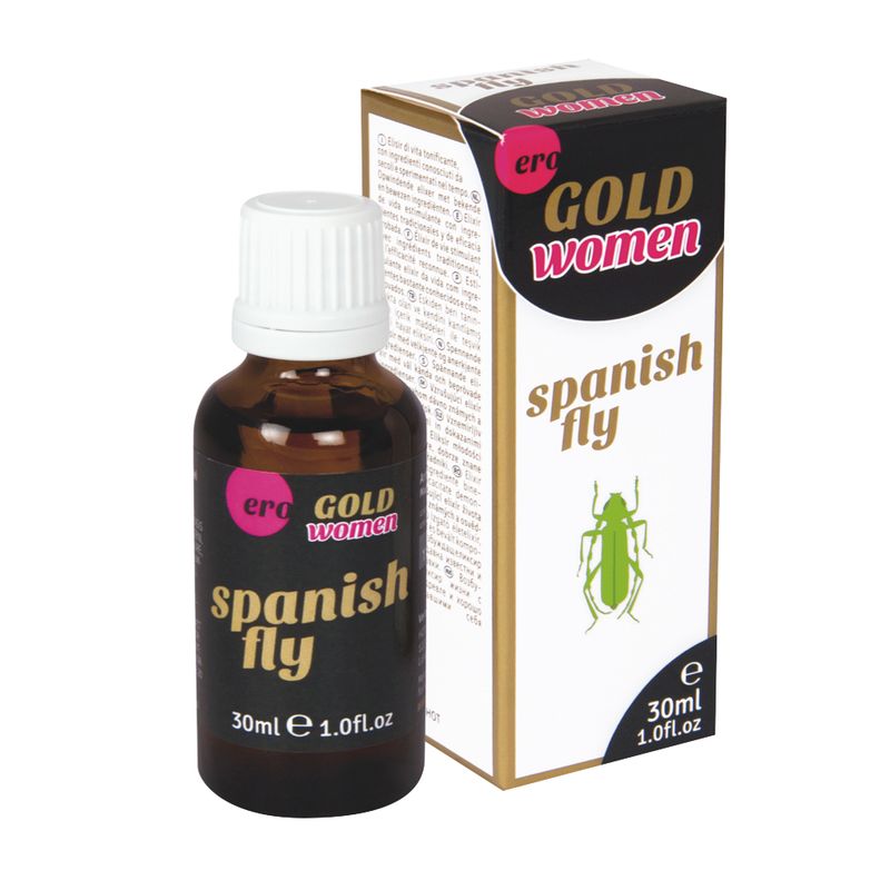 Spanish Fly Gold Women Drops 30ml bottle and packaging for enhancing women's libido.