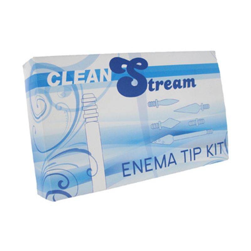 Clean Stream Enema Tip Set packaging featuring various tips for intimate essentials.