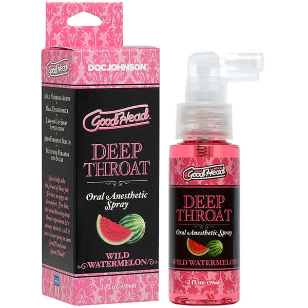 GoodHead Deep Throat Spray - Wild Watermelon - 59 ml bottle for easy throat numbing and gag reflex suppression.