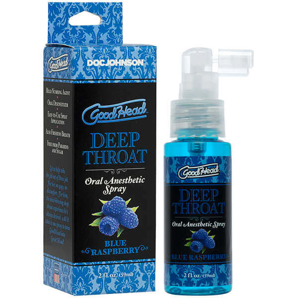 GoodHead Deep Throat Spray - Blue Raspberry - raspberry deep throat spray in 59 ml bottle for oral desensitization