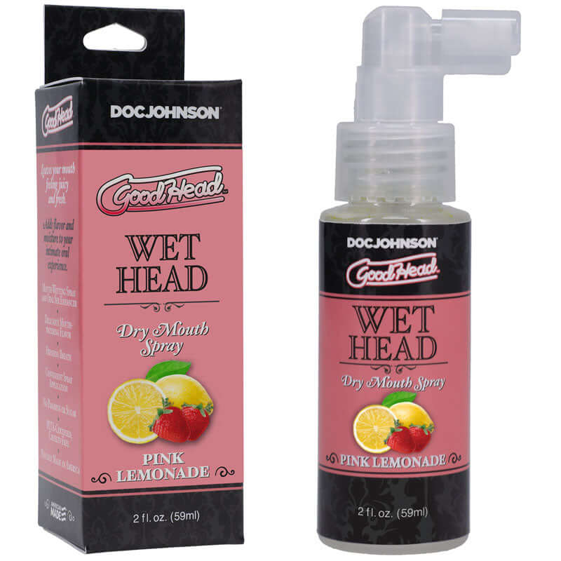 GoodHead Wet Head Dry Mouth Spray - Pink Lemonade Flavoured - 59 ml bottle for dry mouth oral sex spray.