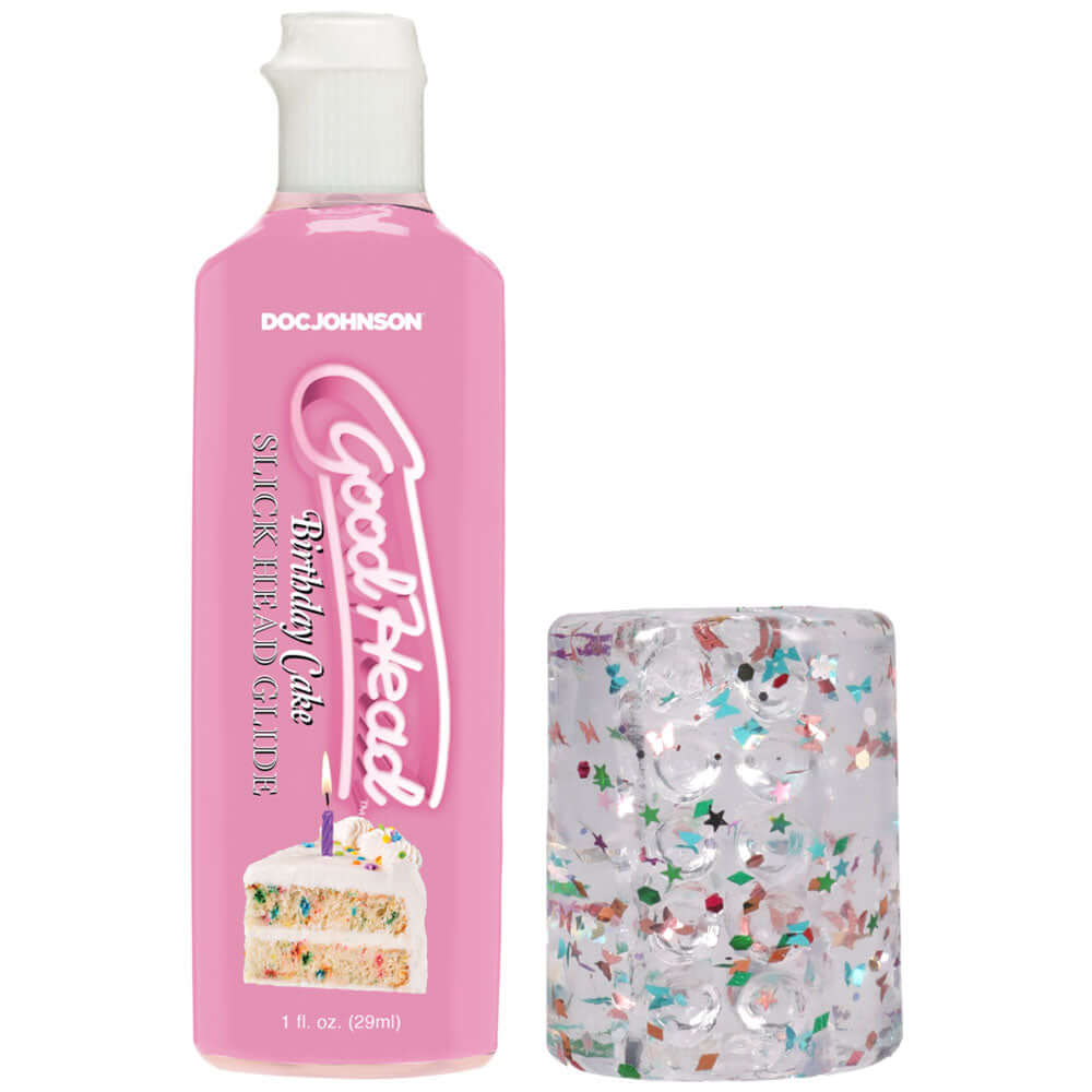 GoodHead Birthday Blowjob Kit featuring Birthday Cake Slick Head Glide and Helping Head Stroker for a perfect celebration.