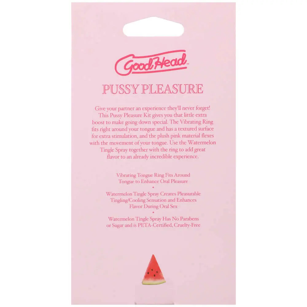 GoodHead Pussy Pleasure Party Kit - Watermelon GoodHead Tingle Spray and Vibrating Tongue Ring Doc Johnson Discreet Intimate Essentials.