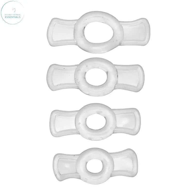 Affordable quality Endurance Clear 4 Ring Penis Set  from Size Matters by Discreet Intimate Essentials with Discreet Delivery 