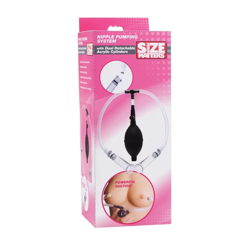 Nipple Pumping System with Dual Cylinders Size Matters Discreet Intimate Essentials.