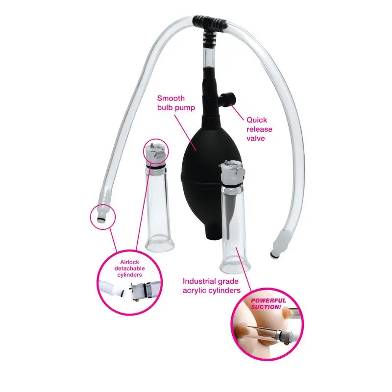 Nipple Pumping System with Dual Cylinders Size Matters Discreet Intimate Essentials.