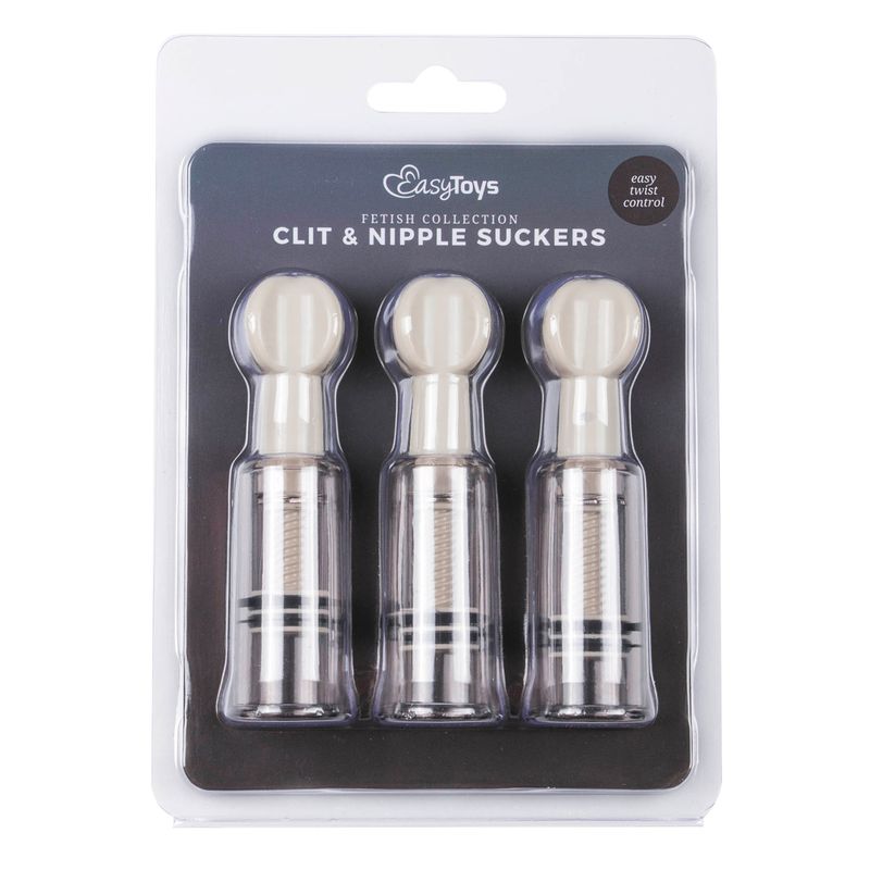 Nipple and Clit Suckers 3 Pc set, featuring EasyToys fetish collection for enhanced stimulation.