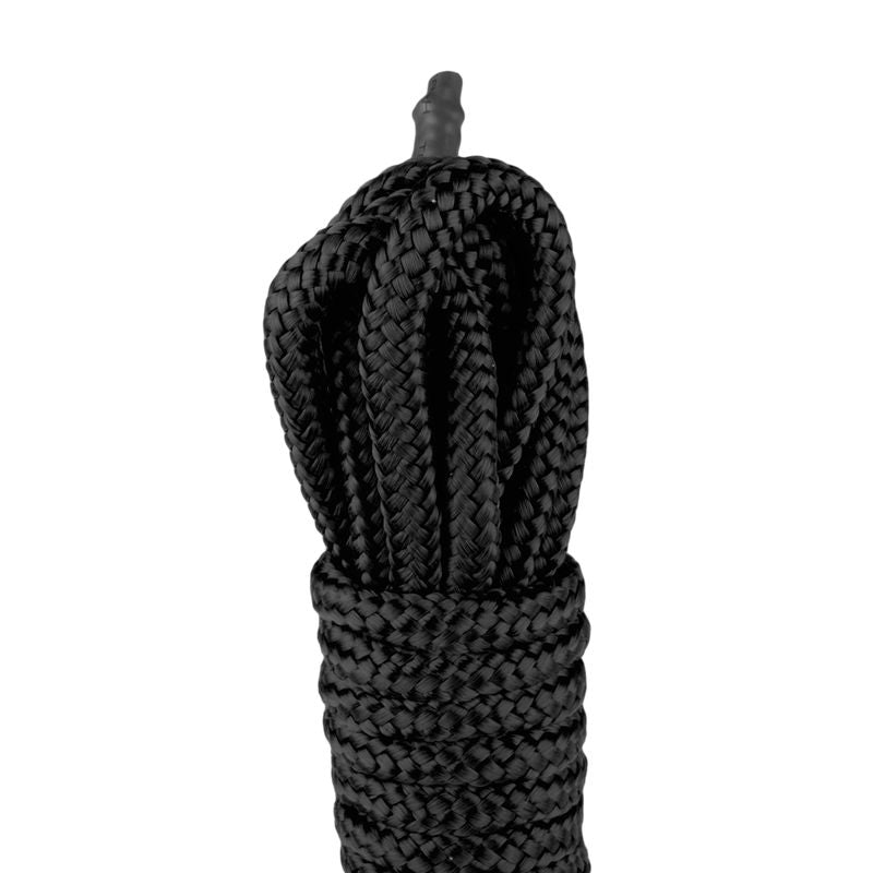 black bondage rope 5m coiled and ready for use, soft texture for comfortable bondage play.