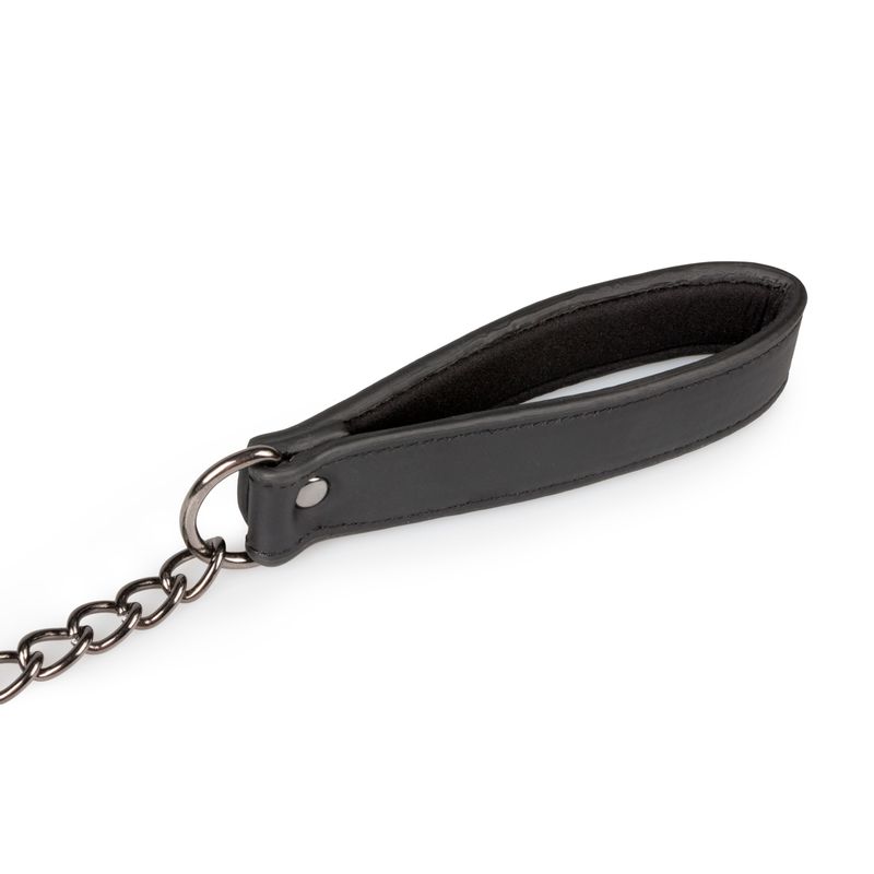 Collar With Nipple Chains adjustable faux leather handle and metal chain for intimate essentials for her.