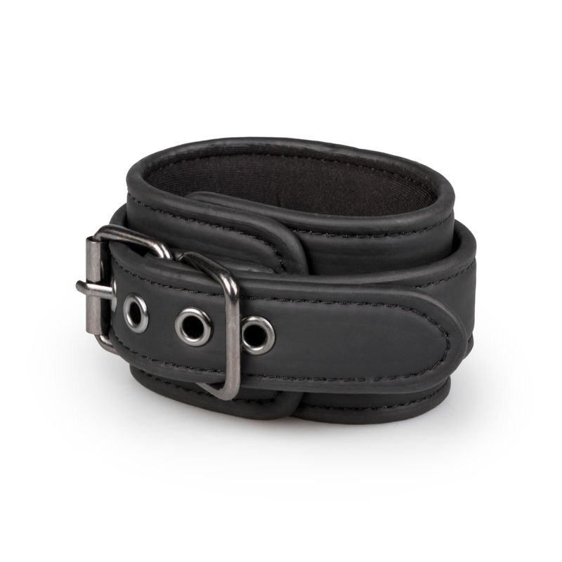 Hogtie With Hand and Ankle Cuffs made of sturdy faux leather with clip fasteners for bondage play.