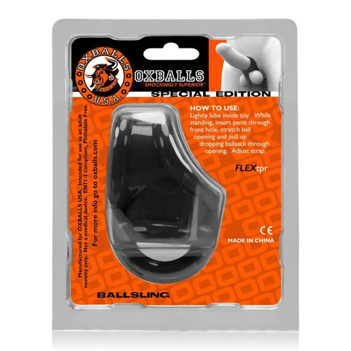 Ballsling Ball Split Sling Black OxBalls Discreet Intimate Essentials.