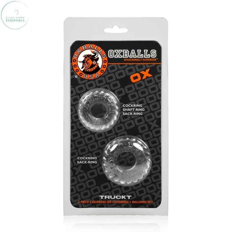 Affordable quality Truckt 2 Pc Cockring Set Clear  from OxBalls by Discreet Intimate Essentials with Discreet Delivery 