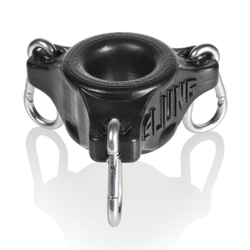 Affordable quality Slung Ballstretcher With 3 Carabiners Black  from OxBalls by Discreet Intimate Essentials with Discreet Delivery 