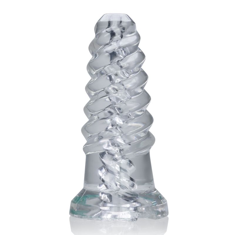 Clear ScrewD Super Squish corkscrew jerk off toy with textured grip for enhanced pleasure.