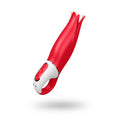Satisfyer Vibes Power Flower vibrator in radiant Strawberry Red with split tips for versatile stimulation.