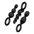 Satisfyer Plugs Booty Call 3 Pc Black - trio of flexible silicone dildos for anal pleasure and exploration.