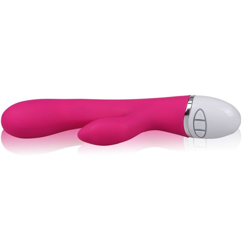 Dreamer pink rechargeable rabbit vibrator featuring 7 modes and dual motors for intense pleasure.