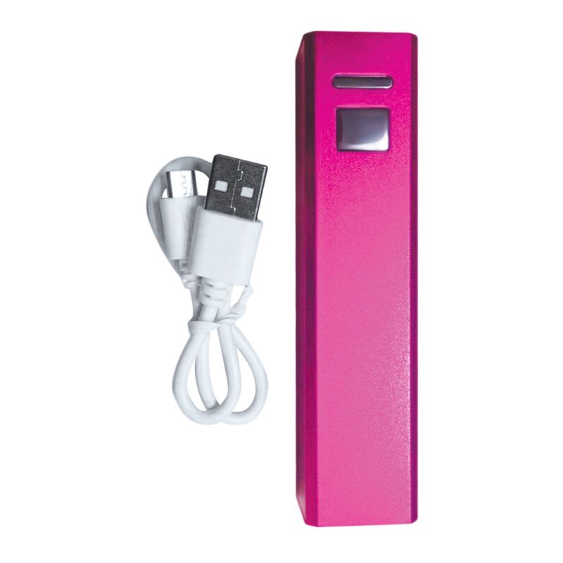 PalmPower massage wand USB with charging cable in vibrant pink color.