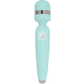 Pillow Talk Cheeky Teal wand featuring a turquoise design and dazzling crystal button for comfort and style.