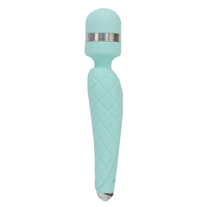 Pillow Talk Cheeky Teal luxurious wand, perfect for intimate essentials for her, featuring a padded handle and crystal button.