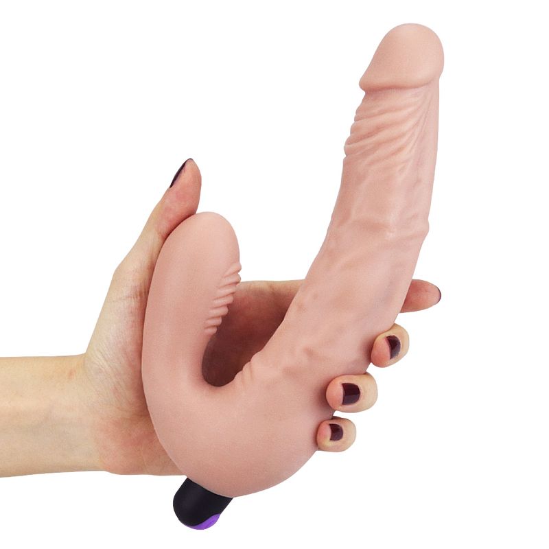 IJOY Rechargeable Strapless Strap on dildo showcasing 8.25" long shaft, 3 speeds, 7 functions, and G-Spot stimulation.