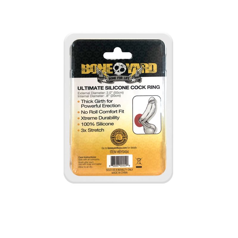 Ultimate Silicone Cock Ring packaging showcasing features and design for enhanced comfort and durability.