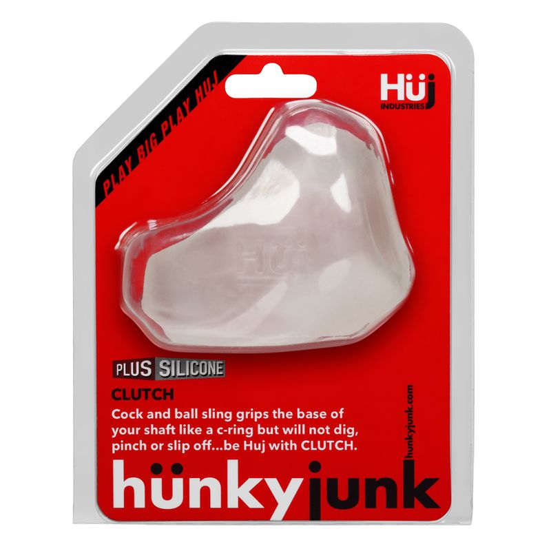 Cock and ball sling by Hunkyjunk in packaging, featuring soft silicone design for added support.