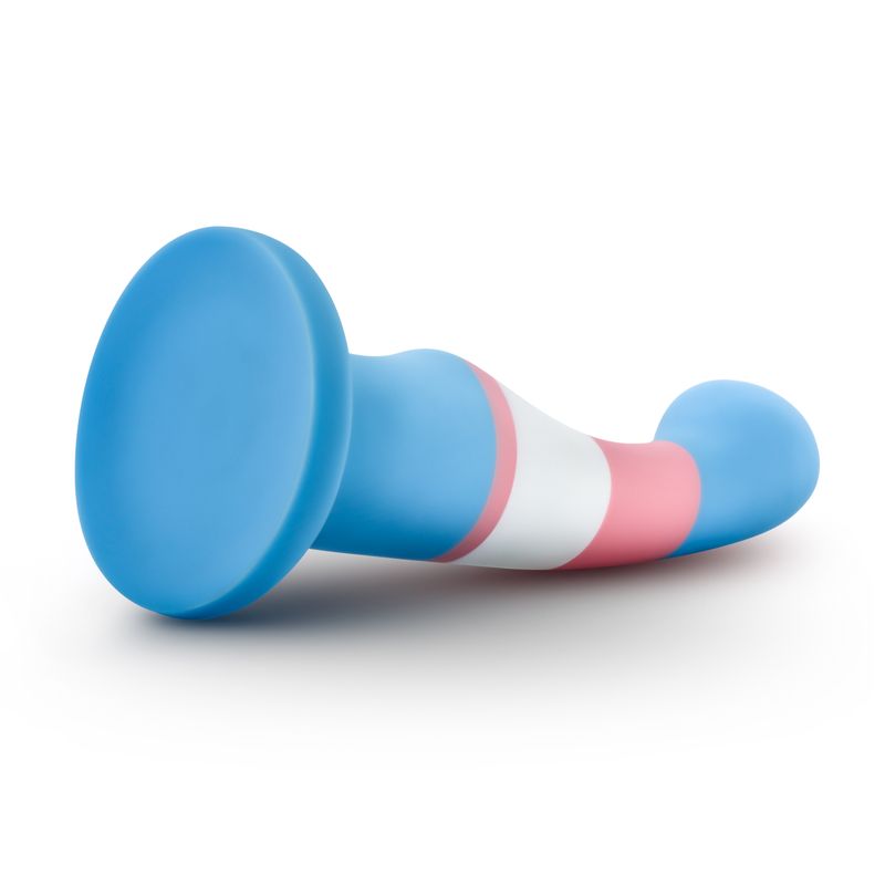 Avant Pride P2 True Blue silicone dildo for pleasure with a deep suction cup base, crafted from body-safe material.